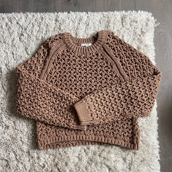 Z Supply Chunky Knit Brown Sweater See Through Medium - Picture 1 of 4